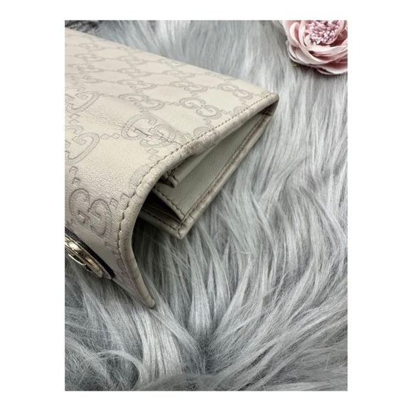 Gucci Guccissima Long Wallet Ivory Leather Interlocking Lovely Monogram - Picture 9 of 10